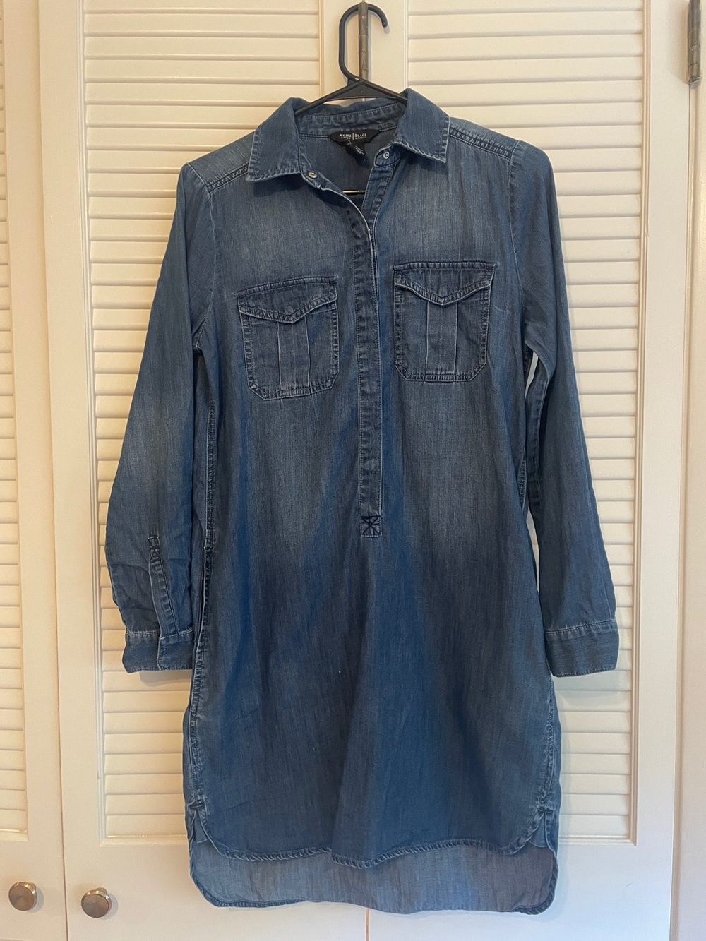 White House Black Market Blue Denim Button-Front Dress